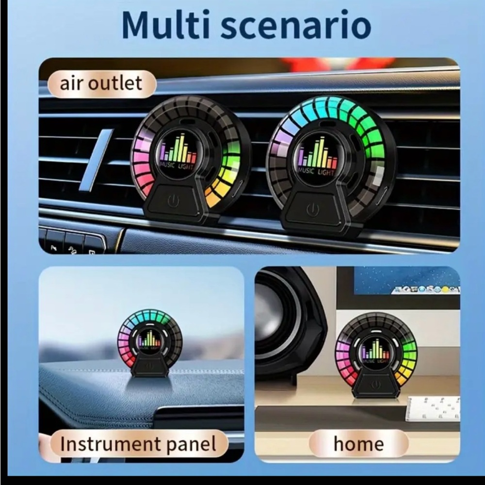 Smart voice controlled car aromatherapy diffuser Music Light- Blue bell